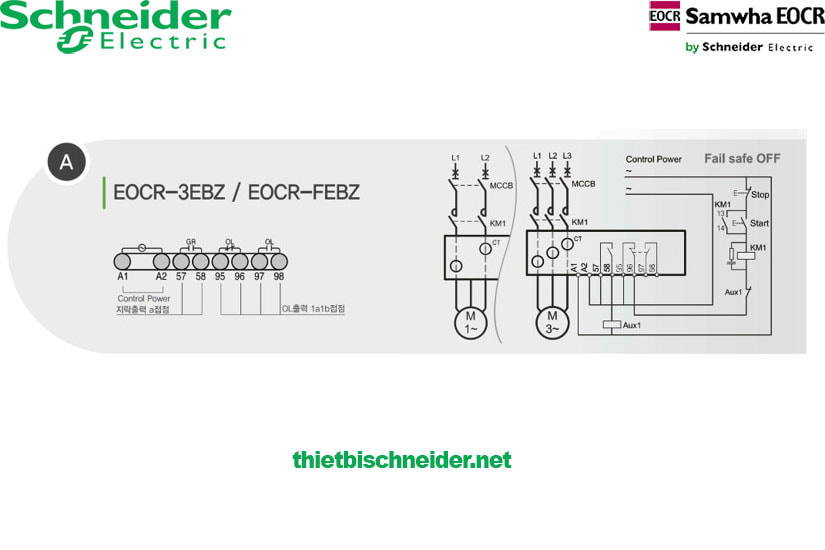 Sơ đồ nối dây Rơ le bảo vệ động cơ EOCR-3EBZ-05AHU