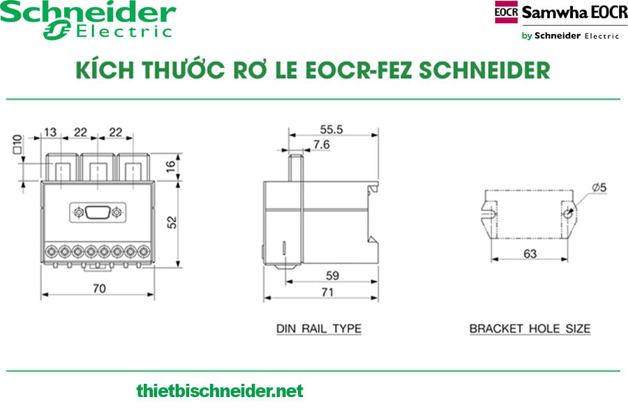 Kích thước rơ le EOCR-FEZ Schneider