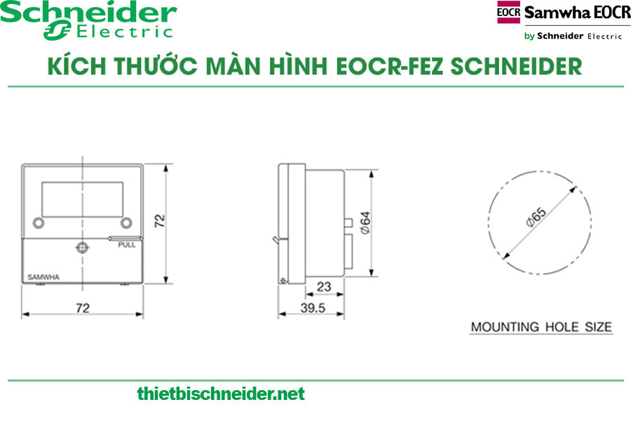Kích thước màn hình EOCR-FEZ Schneider