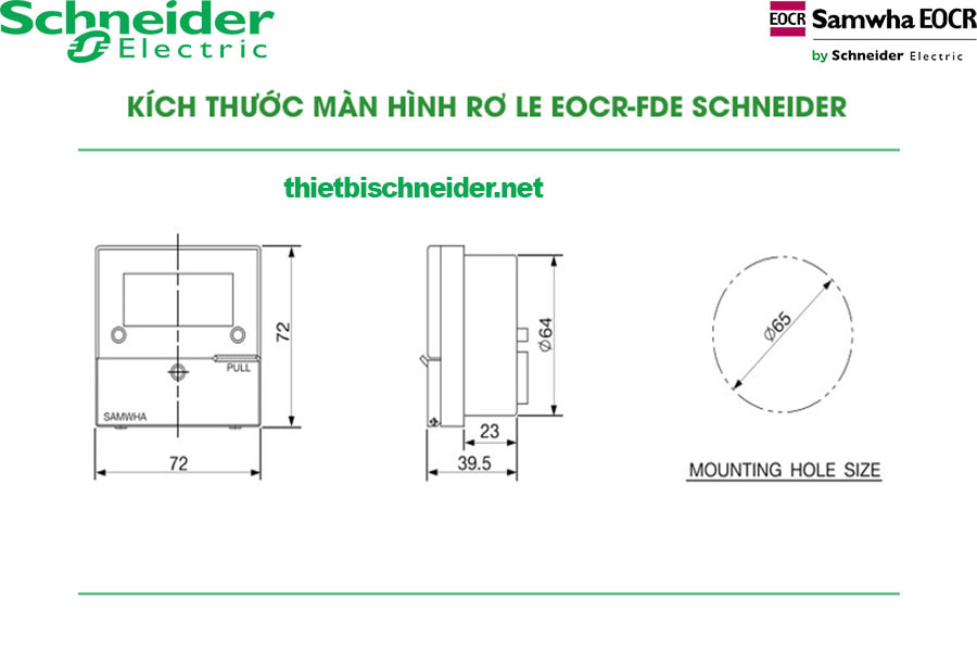 Kích thước Rơ le bảo vệ động cơ EOCR-FDE Samwha