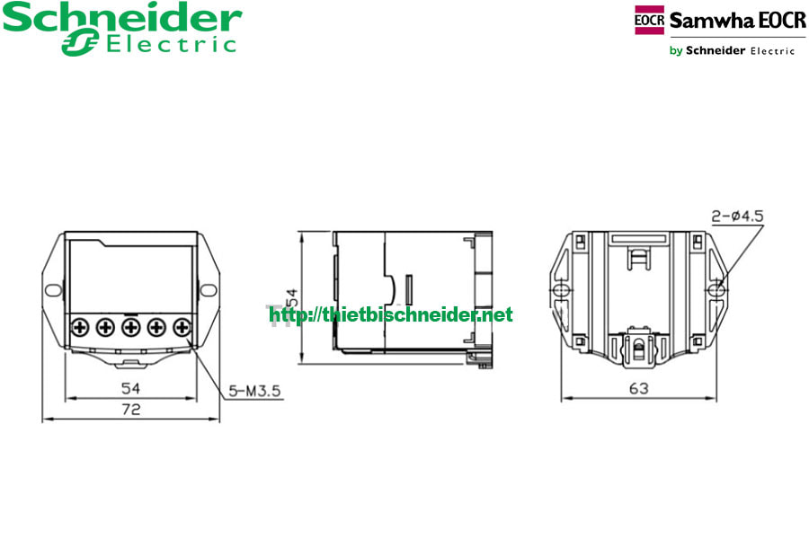 Kích thước Rơ le bảo vệ quá áp 1 pha EOVR