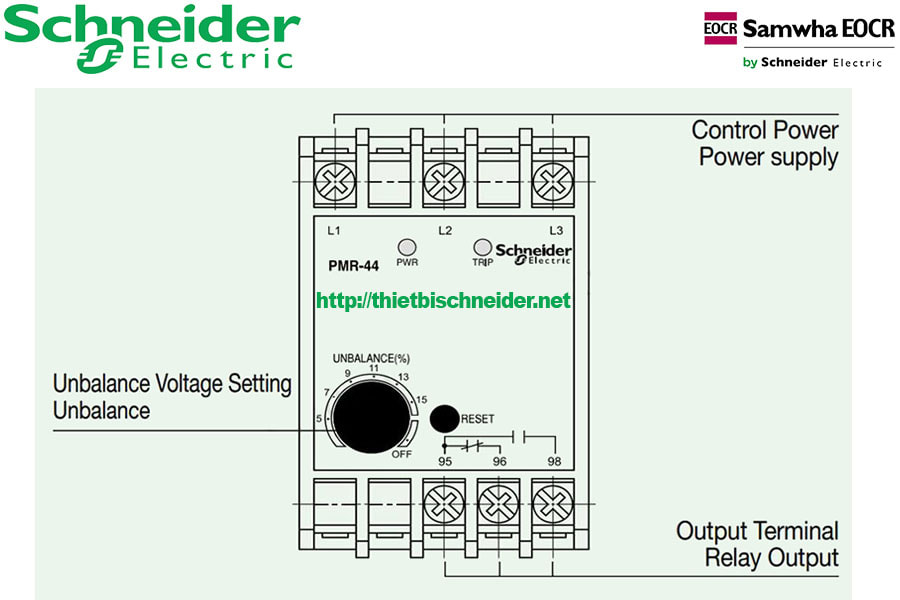 Sơ đồ đấu nối Rơ le bảo vệ điện áp PMR-440N7Q SchneiderHướng dẫn sử dụng Rơ le bảo vệ pha PMR-440N7Q