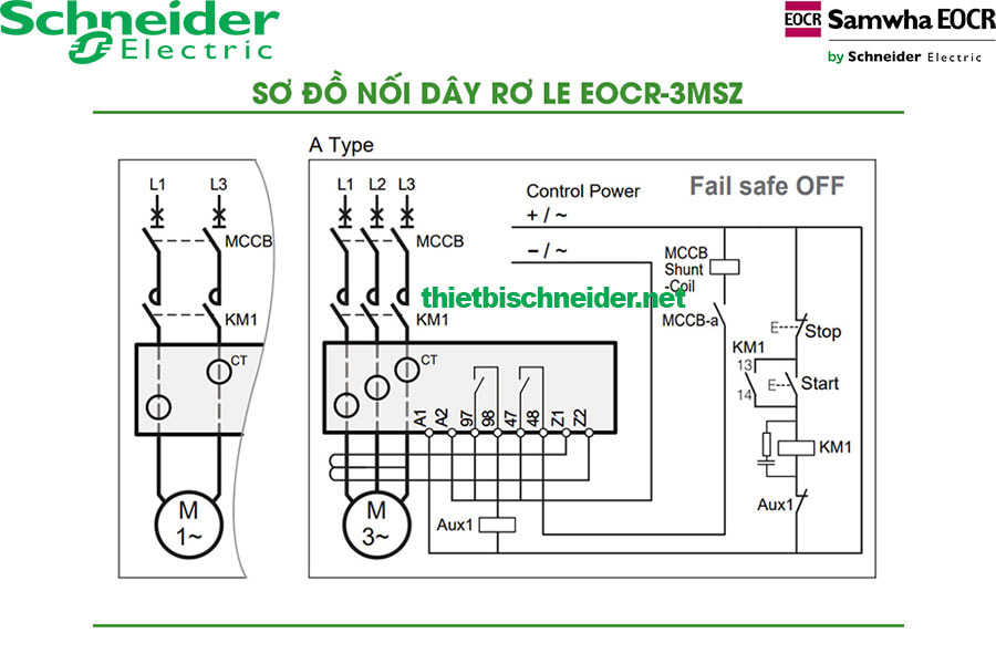 Sơ đồ cầu nối Rơ le bảo vệ động cơ Samwha EOCR-FMSZ