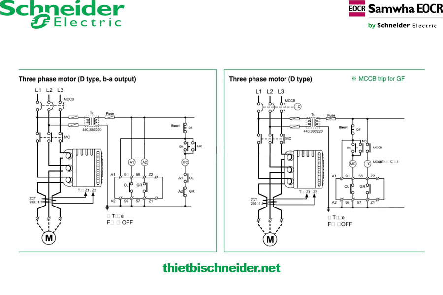 Sơ đồ nối dây rơ le bảo vệ kỹ thuật số Schneider EOCR