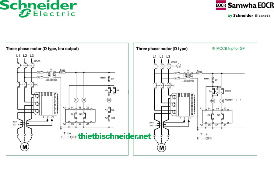 Sơ đồ nối dây rơ le bảo vệ kỹ thuật số Schneider EOCR
