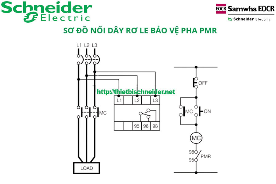 Sơ đồ đấu nối Rơ le bảo vệ điện áp PMR-440N7Q Schneider