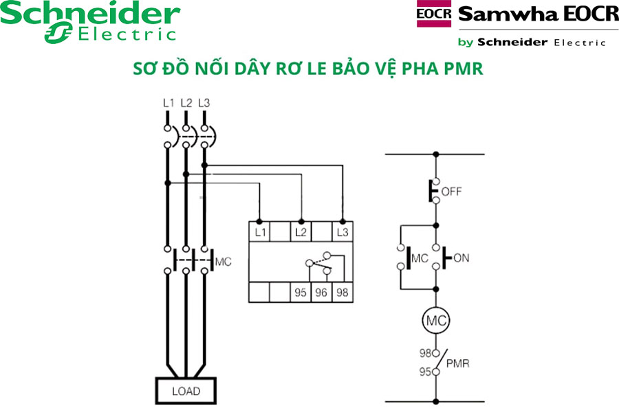 Sơ đồ đấu nối Rơ le bảo vệ pha PMR-44