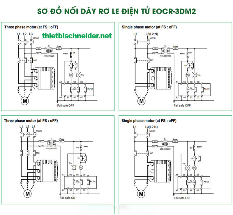 Sơ đồ cầu nối Rơ le bảo vệ động cơ EOCR-3DM2 Schneider