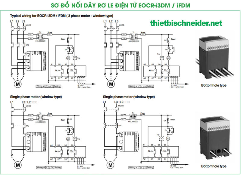 Sơ đồ cầu nối Rơ le bảo vệ động cơ EOCR-i3DM Samwha