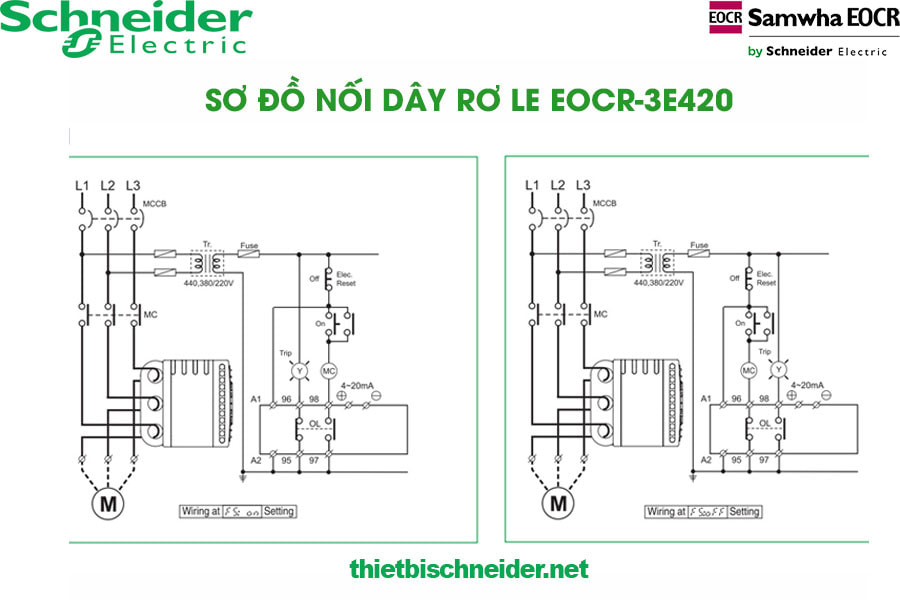 Sơ đồ cầu nối Rơ le bảo vệ động cơ EOCR-3E420