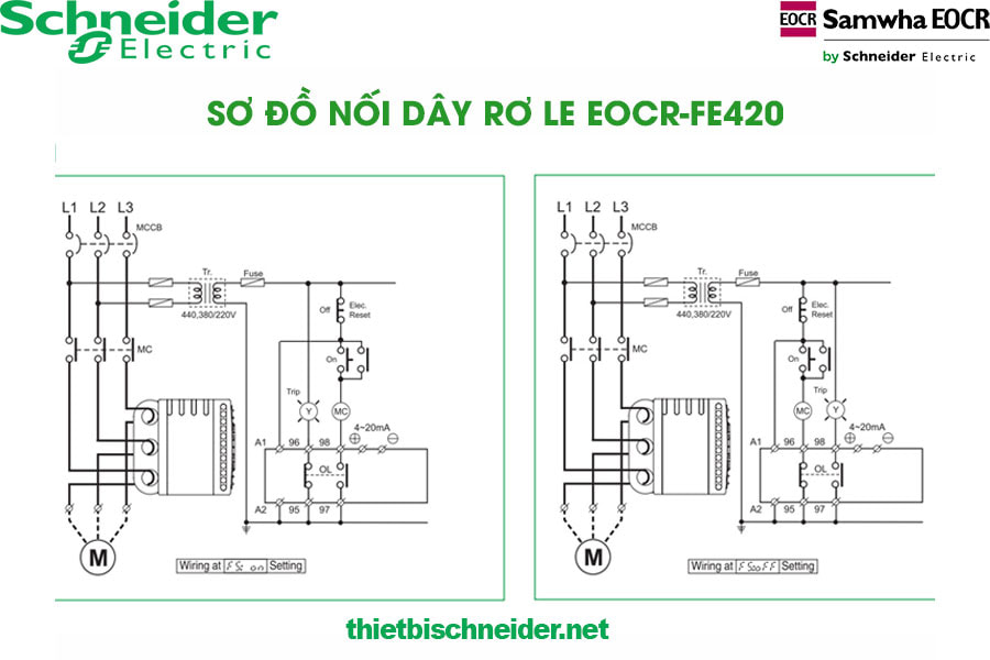 Sơ đồ cầu nối Rơ le bảo vệ động cơ EOCR-FE420