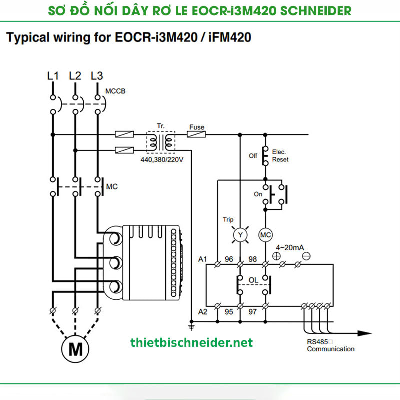 Sơ đồ cầu nối Rơ le bảo vệ động cơ EOCR-i3M420