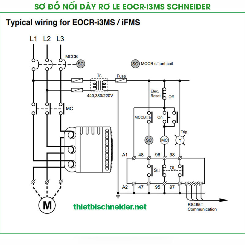Sơ đồ cầu nối Rơ le bảo vệ động cơ EOCR-i3MS Samwha