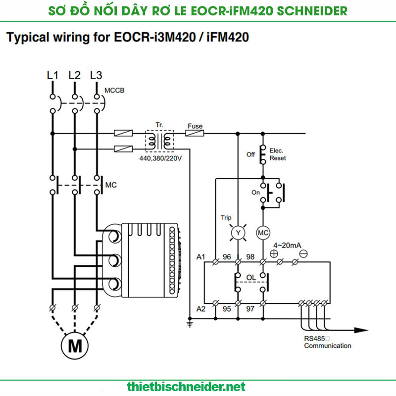 Sơ đồ cầu nối Rơ le bảo vệ động cơ EOCR-iFM420 Samwha