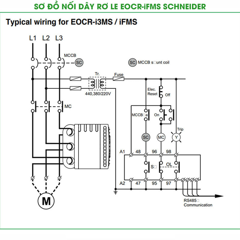 Sơ đồ cầu nối Rơ le bảo vệ động cơ EOCR-iFMS Samwha
