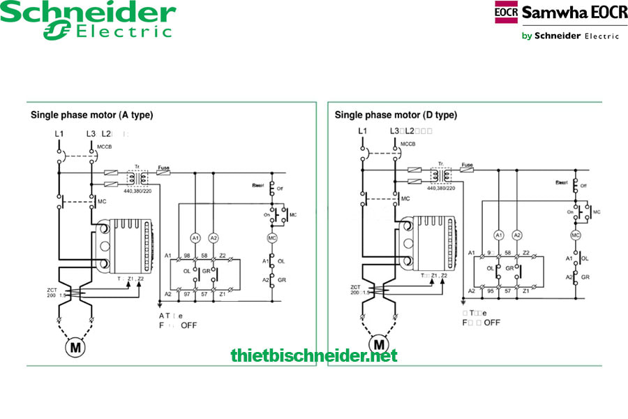 Sơ đồ nối rơ le bảo vệ kỹ thuật số EOCR Schneider