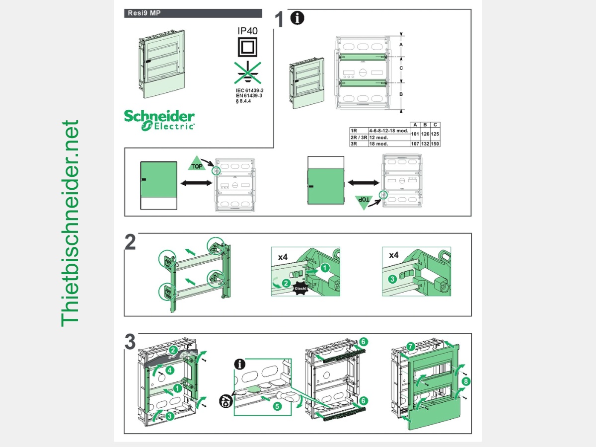 Đặc điểm nổi bật tủ điện nhựa âm tường 18 module MIP22118T Schneider
