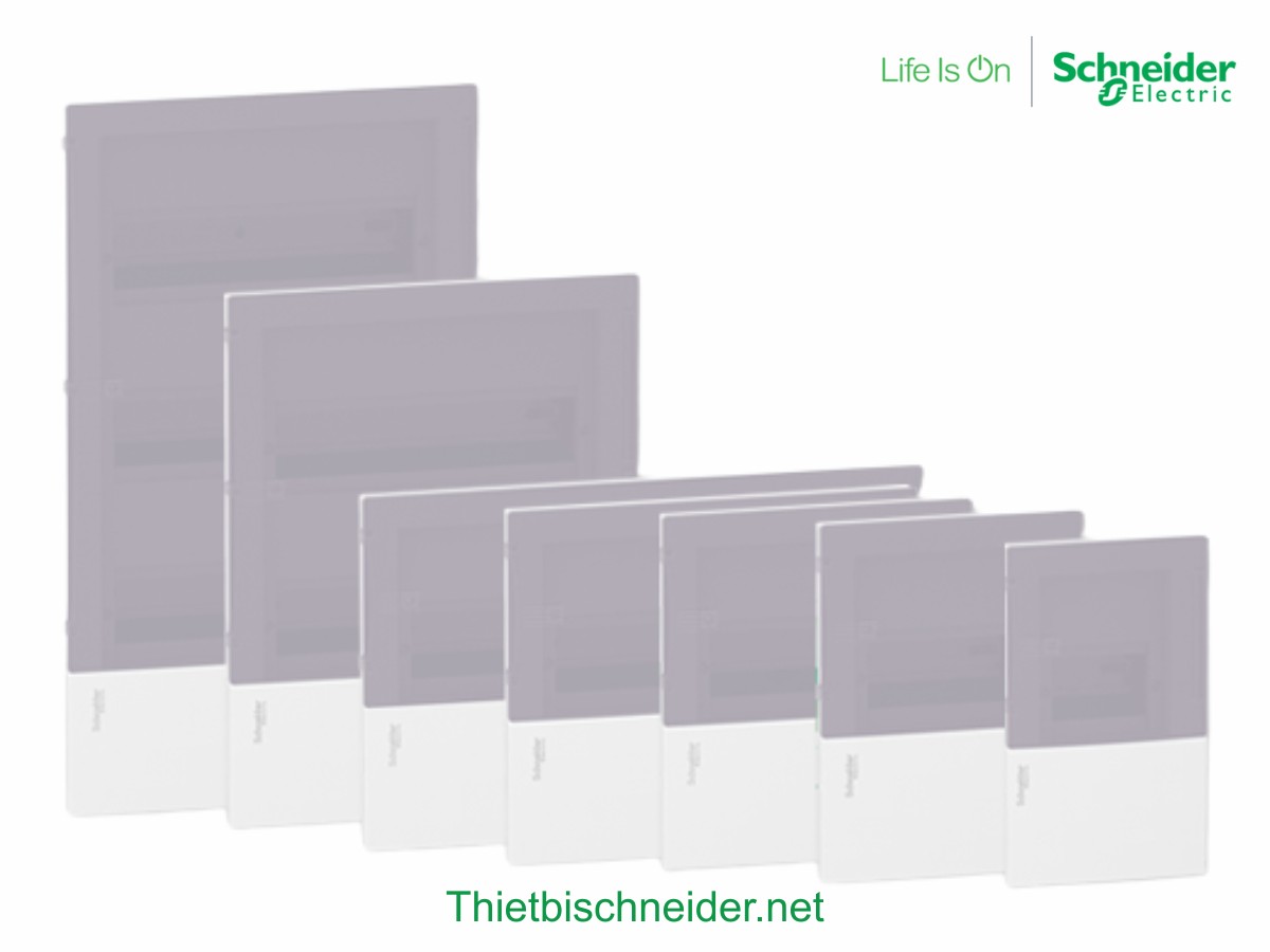 Seri tủ điện âm tường cửa xám Schneider