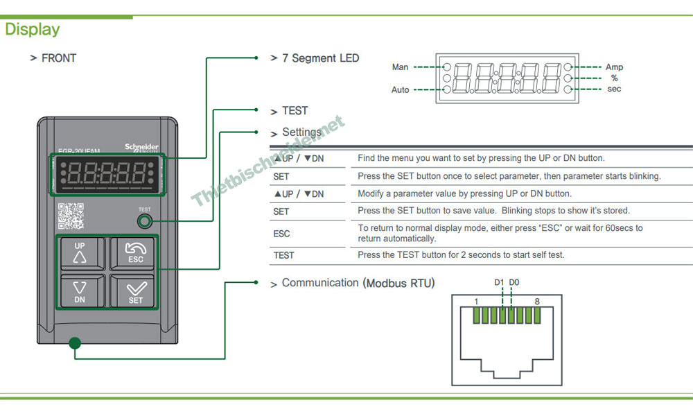 Mô tả Rơ le bảo vệ chạm đất EGR-20UFCM Schneider