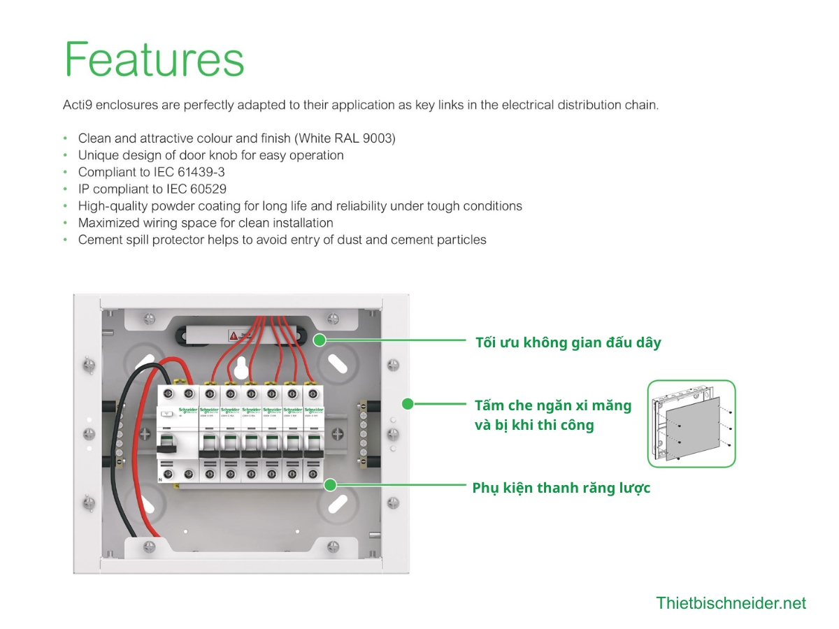 Ưu điểm nổi bật của tủ điện Schneider A9HESN12