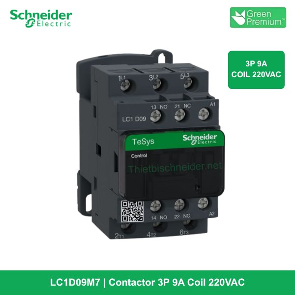 LC1D09M7 - Contactor 3P 9A Coil 220VAC