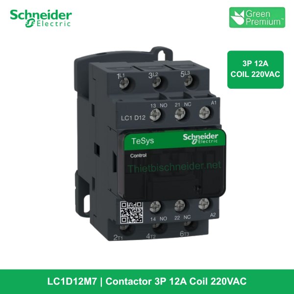 LC1D12M7-Contactor 3P 12A Coil 220VAC
