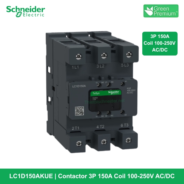 LC1D150AKUE - Contactor 3P 150A Coil 100-250V ACDC