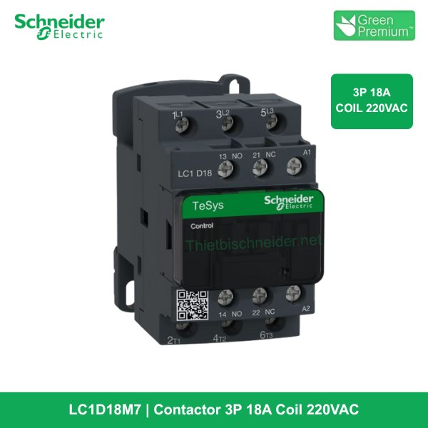 LC1D18M7 - Contactor 3P 18A Coil 220VAC