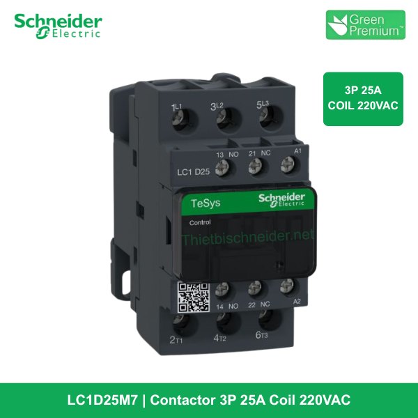 LC1D25M7 - Contactor 3P 25A Coil 220VAC