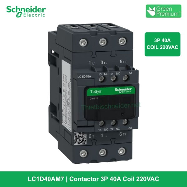 LC1D40AM7 - Contactor 3P 40A Coil 220VAC