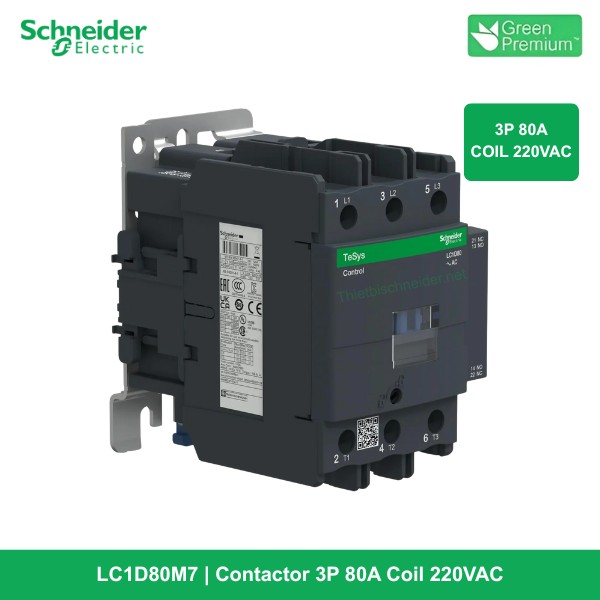 LC1D80M7 - Contactor 3P 80A Coil 220VAC