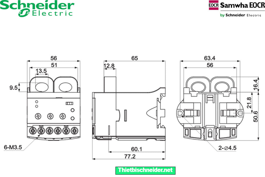 Kích thước Rơ le điện tử EOCRSS-30S Schneide