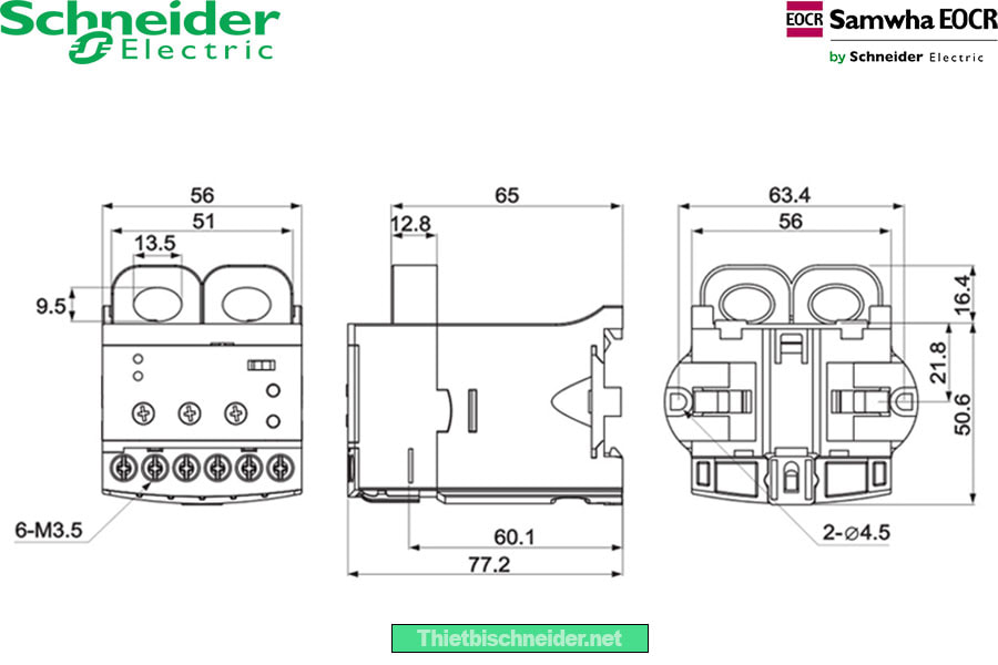 Kích thước Rơ le điện tử EOCRSS-05W Schneider
