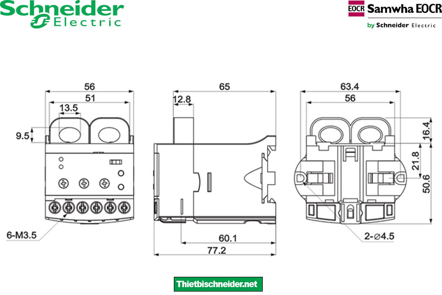 Kích thước Rơ le điện tử EOCRSS-60W Schneider