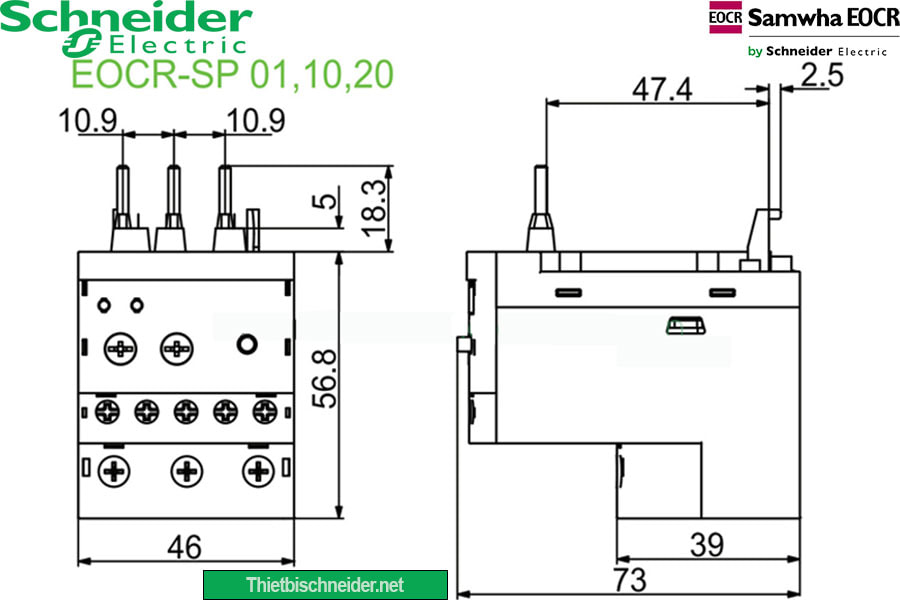 Kích thước Rơ le điện tử EOCRSP01RM