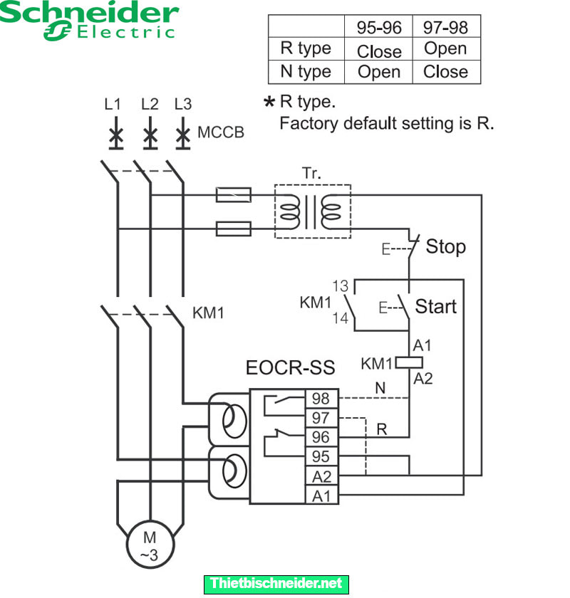 Sơ đồ đấu nối EOCR-SS Schneider Samwha