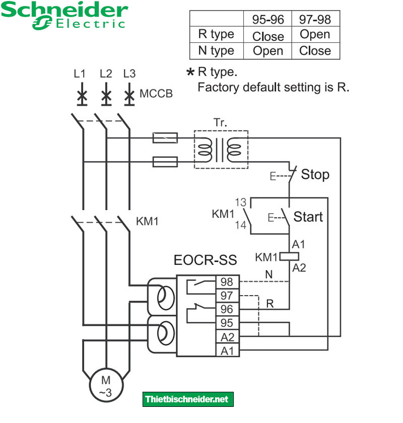 Sơ đồ đấu nối Rơ le điện tử EOCRSS-60W Schneider Samwha
