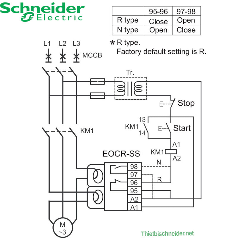 Sơ đồ đấu nối Rơ le điện tử EOCRSS-05S Schneider
