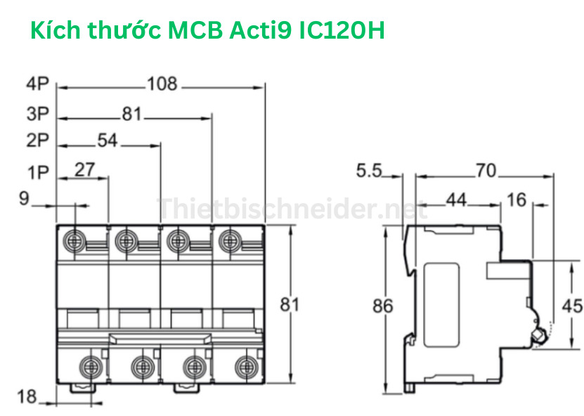 MCB 2P 80A 15kA Acti9